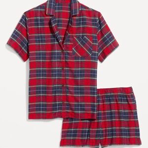 NWT OLD NAVY Flannel Pajama Short Set Color NAVY TARTAN  SIZE X-LARGE